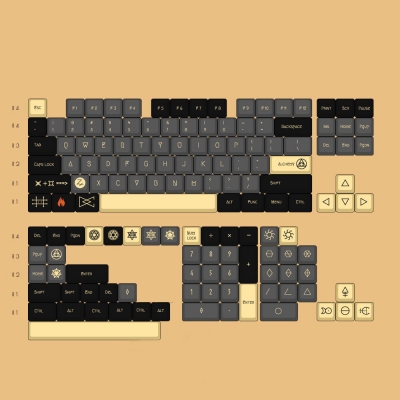 Black Alchemy 104+41 Cherry MX PBT Dye-subbed Keycaps Set for Mechanical Gaming Keyboard